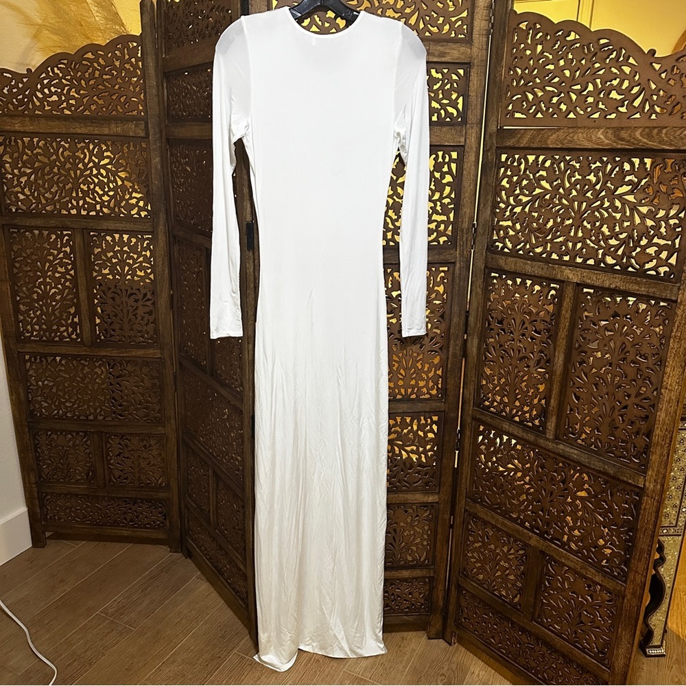 NWT Ronny Kobo Women's White Tamara Jersey Lace-up Slit Dress sz small reg $480 - Picture 4 of 7